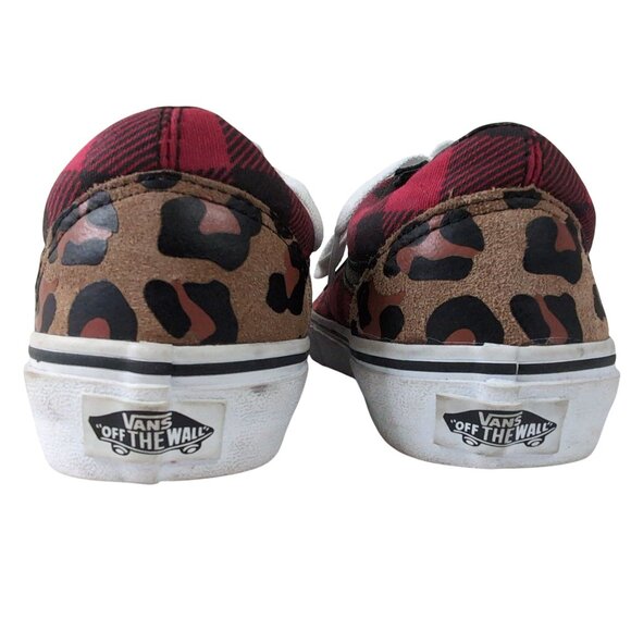 Vans‎ Old Skool Shoes Sneakers Women 6 Men 4.5 Buffalo Plaid Leopard Print Skate - Picture 4 of 10